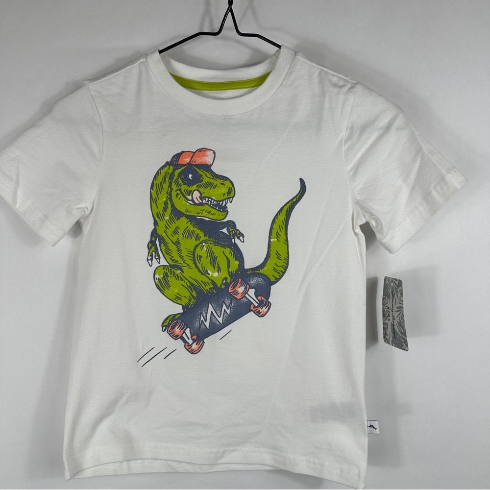 NWT Tommy Bahama Kids White Dinosaur Skateboard T-Shirt | US Size 6